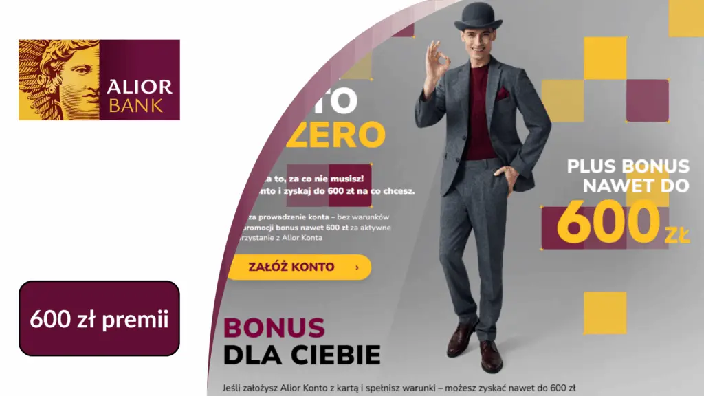 Alior bank: Alior Konto za Zero z premią 600 zł