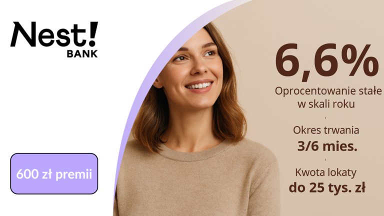 Nest Konto – darmowe konto bez warunków i nawet 6,60% na start