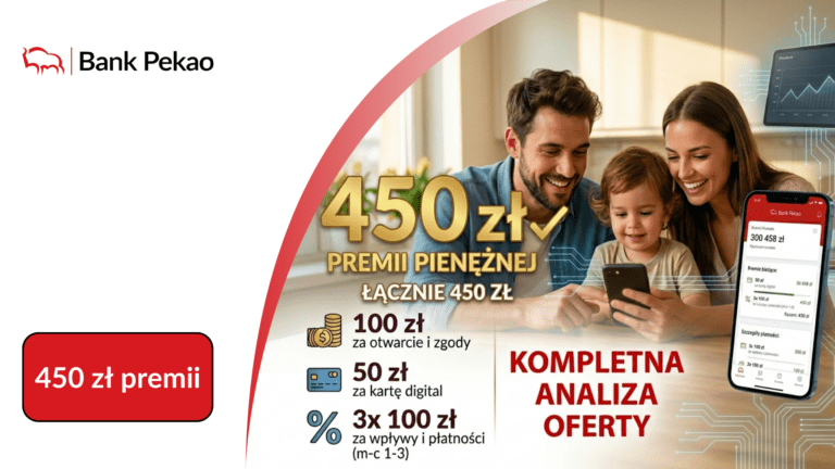 Konto Przekorzystne w Pekao – nawet 450 zł premii + 5% na koncie oszczędnościowym