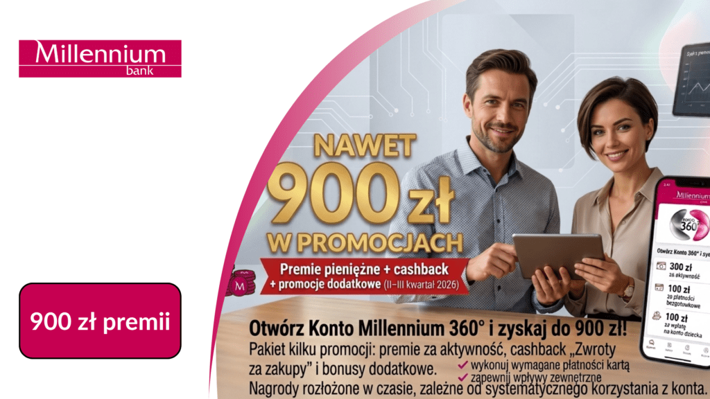 Bank Millennium – nawet 900 zł w promocjach Q2–Q3 2026